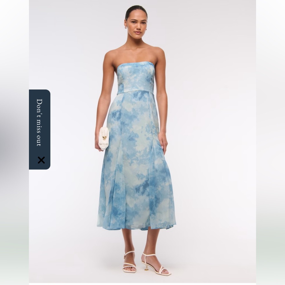 WORN ONCE - A&F Abercrombie Camille Midi Dress in Blue Sz S - Regular - SOLD OUT